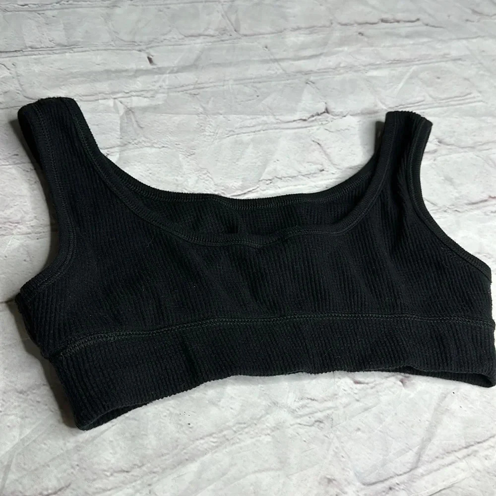 Skims waffle Knit scoop bra in Onyx size M GUC - Picture 3 of 4
